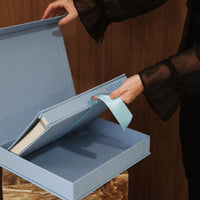 FAMILY photo album and denim blue linen keepsake box by MEMS Keepsake, view 8