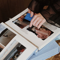 FAMILY photo album and denim blue linen keepsake box by MEMS Keepsake, view 3