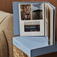 FAMILY photo album and denim blue linen keepsake box by MEMS Keepsake, view 15