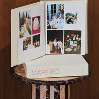 MARRIED wedding photo album and cream linen keepsake box by MEMS Keepsake, main view