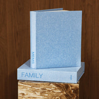 FAMILY photo album and denim blue linen keepsake box by MEMS Keepsake, view 5
