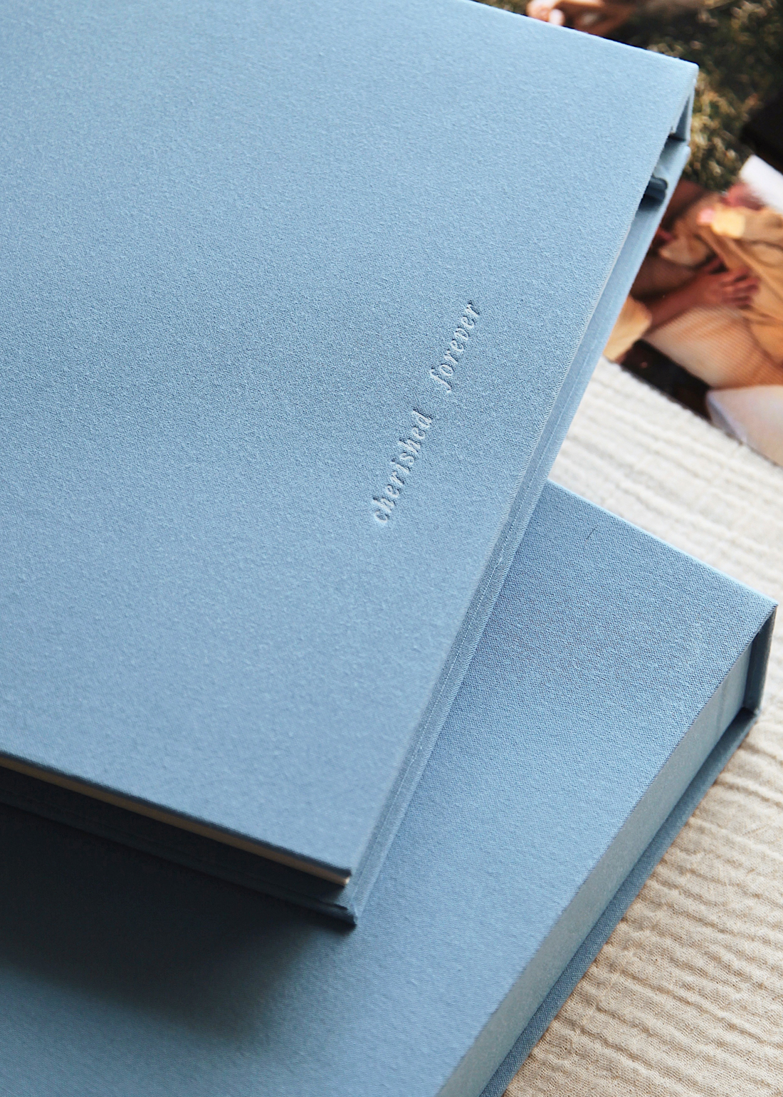 BABY photo album and sky blue linen keepsake box by MEMS Keepsake, view 9