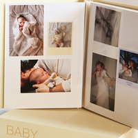 BABY photo album and butter yellow linen keepsake box by MEMS Keepsake