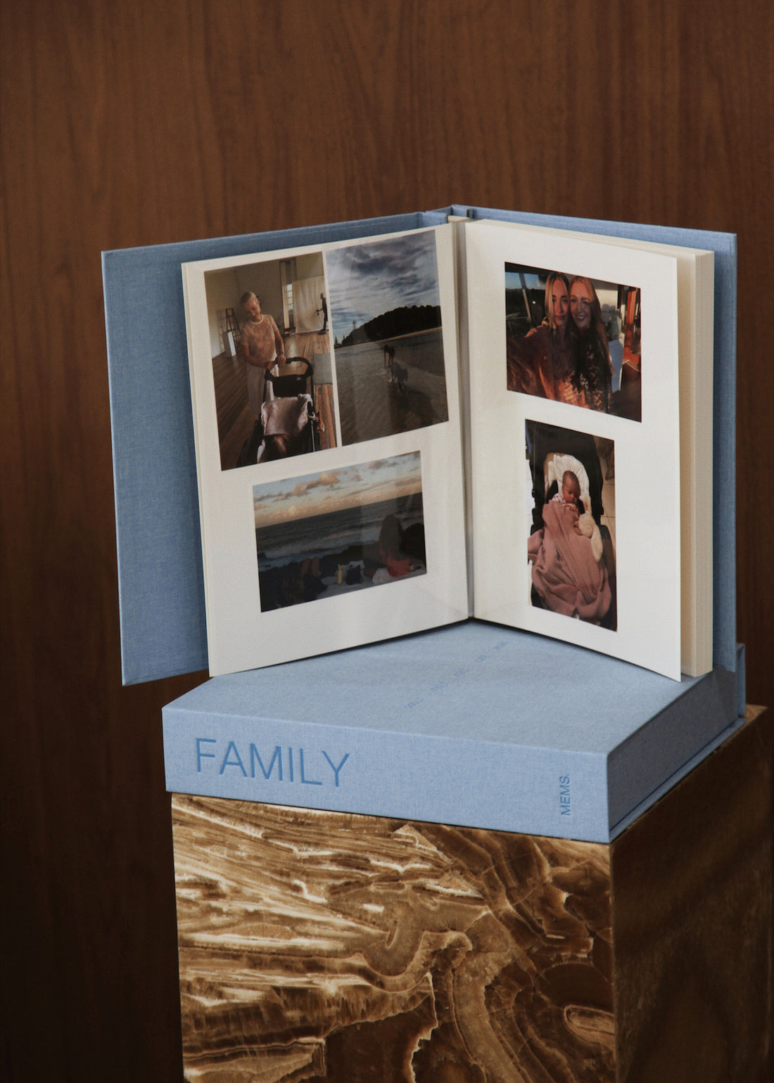 FAMILY photo album and denim blue linen keepsake box by MEMS Keepsake, view 16