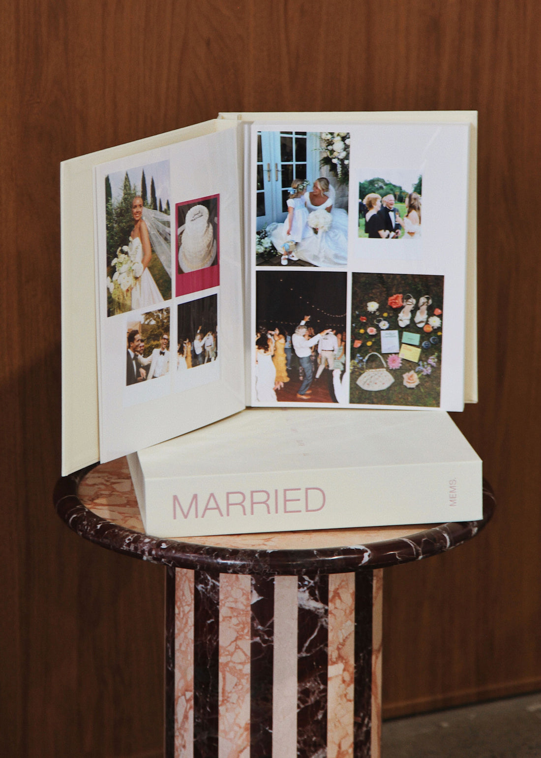 MARRIED wedding photo album and cream linen keepsake box by MEMS Keepsake, main view