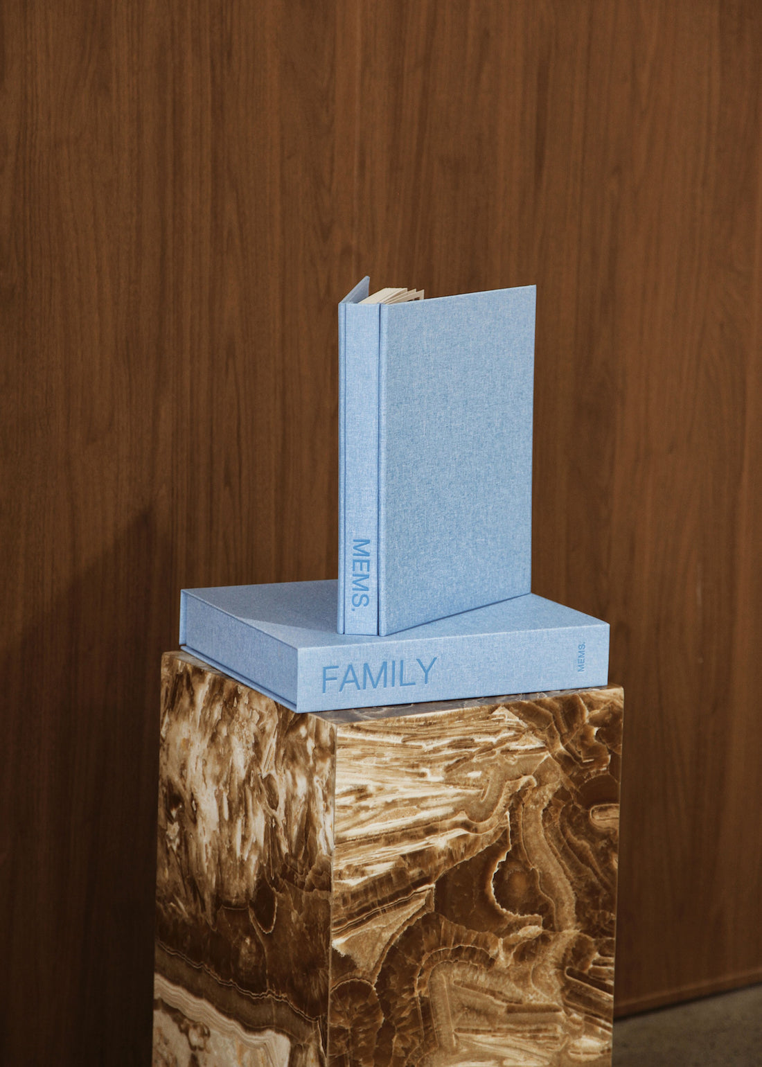FAMILY photo album and denim blue linen keepsake box by MEMS Keepsake, view 11