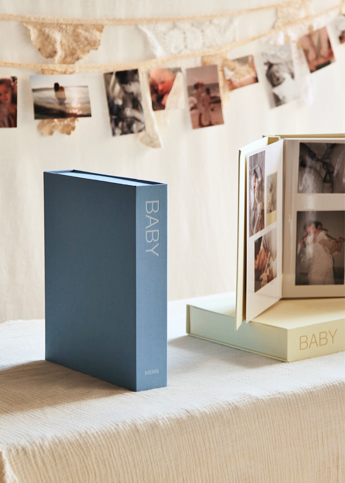 BABY photo album and sky blue linen keepsake box by MEMS Keepsake, view 8