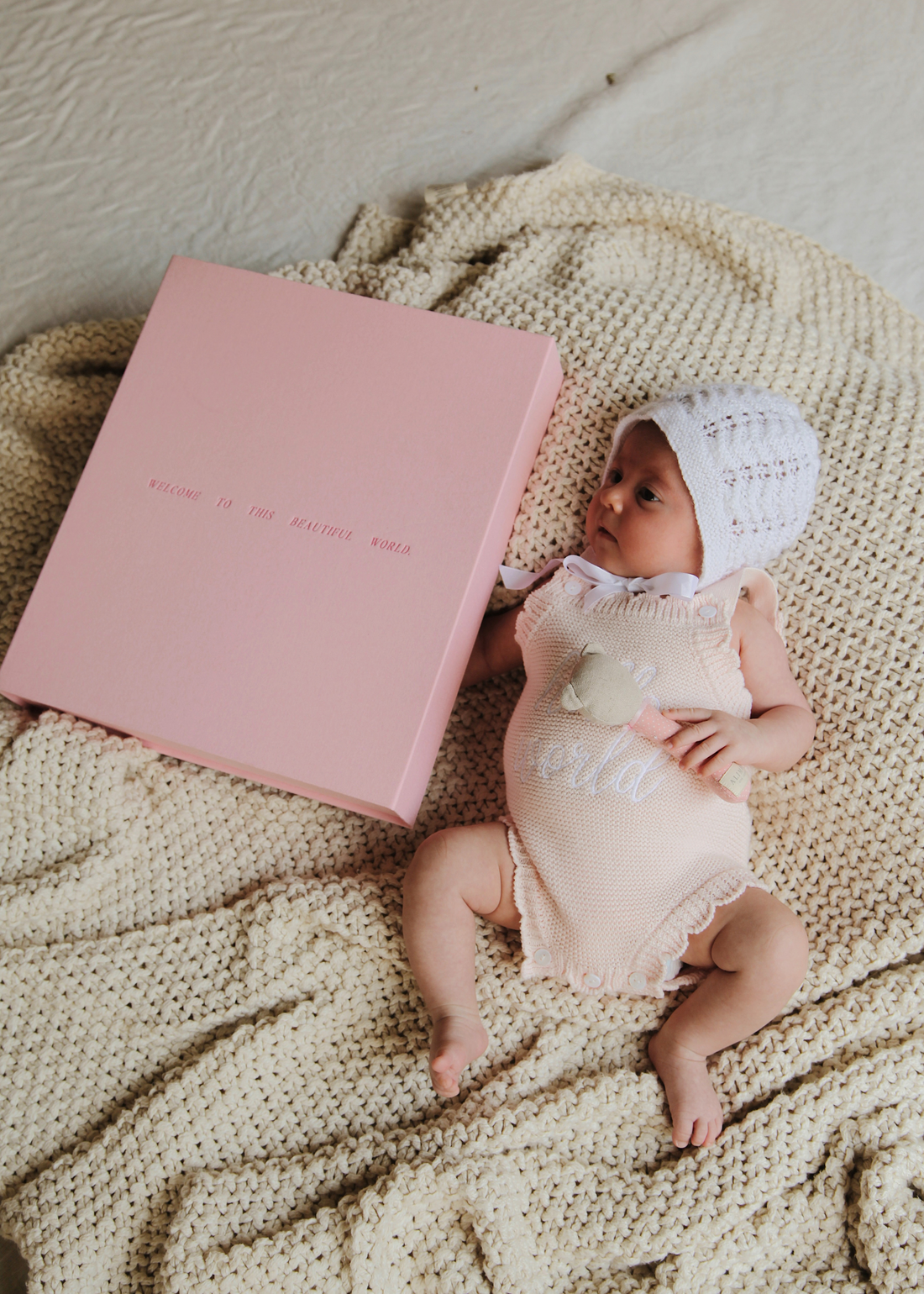 BABY photo album and strawberry pink linen keepsake box by MEMS Keepsake, view 7