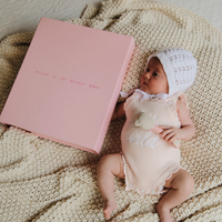 BABY photo album and strawberry pink linen keepsake box by MEMS Keepsake, view 7