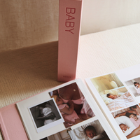 BABY photo album and strawberry pink linen keepsake box by MEMS Keepsake, view 2